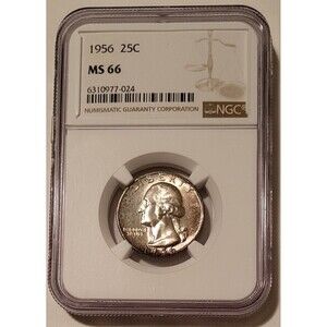 1956 Washington Quarter MS66 NGC Toned Obverse